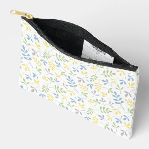 Assorted Leaves Pattern Blue Green Grey Yellow Wt Accessory Pouch