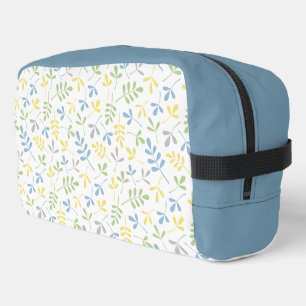 Assorted Leaves Pattern Blue Green Grey Yellow Wt Dopp Kit