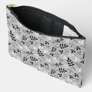 Assorted Leaves Pattern Monochrome Accessory Pouch