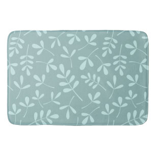 Assorted Light on Mid Teal Leaves Pattern Bath Mat