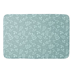 Assorted Light on Mid Teal Leaves Repeat Pattern Bath Mat