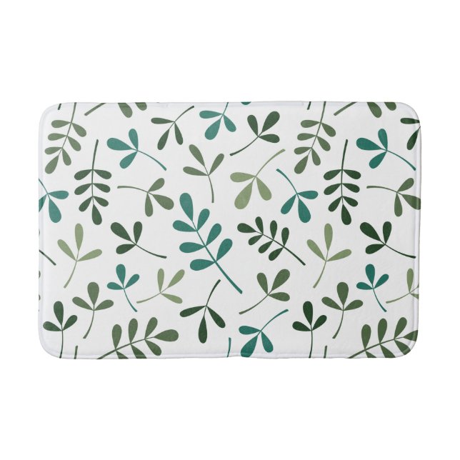 Assorted Mixed Green Leaves Pattern Bath Mat (Front)