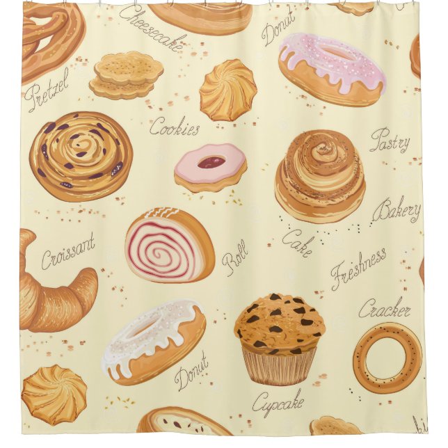 Assorted Pastries: Tasty Seamless Pattern. (Front)