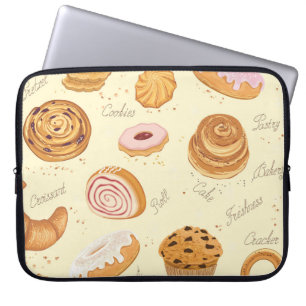 Assorted Pastries: Tasty Seamless Pattern. Laptop Sleeve