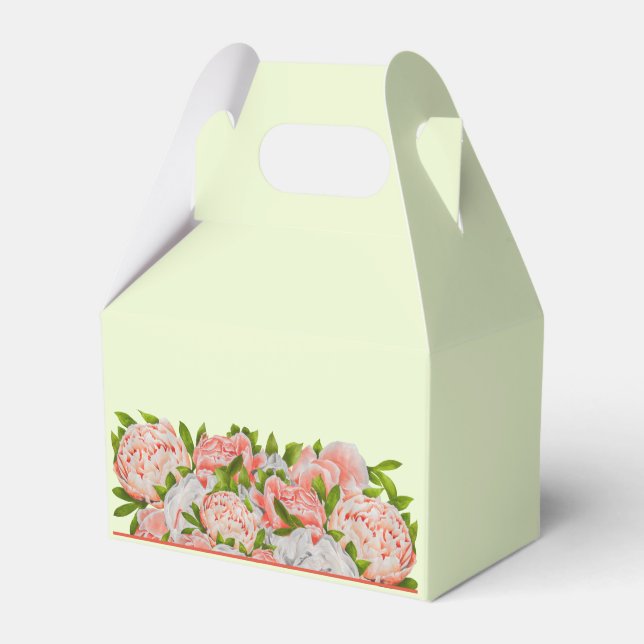 Assorted Peonies on a Gable Favour Box (Front Side)