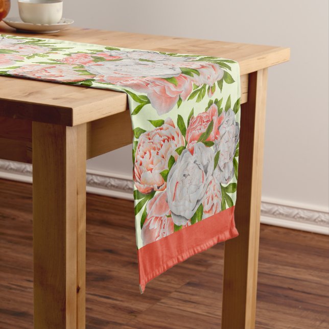Assorted Peonies on a Table Runner (In Situ)