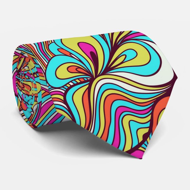 Assorted Psychedelic Swirls Tie (Rolled)