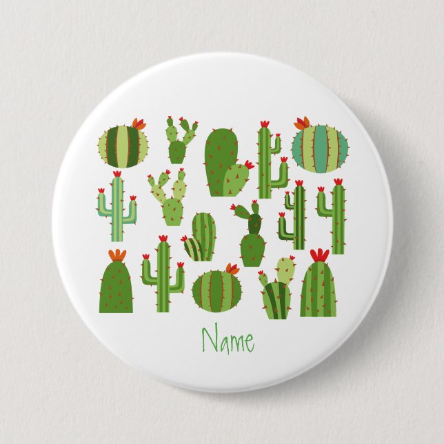 Assorted Red-flowered Cactus Plants Thunder_Cove 3 Inch Round Button (Front)