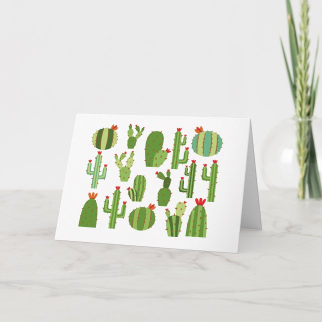 Assorted Red-flowered Cactus Plants Thunder_Cove Card (Front)