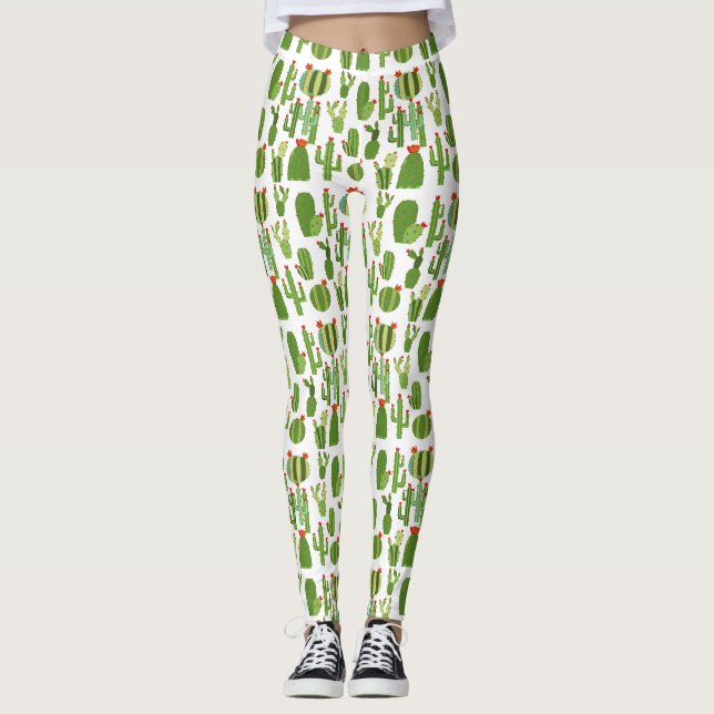 Assorted Red-flowered Cactus Plants Thunder_Cove Leggings (Front)
