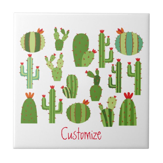Assorted Red-flowered Cactus Plants Thunder_Cove Tile (Front)