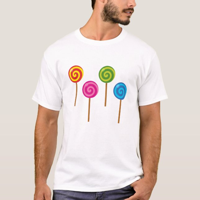 Assorted Spiral Colourful Lollipops T-Shirt (Front)