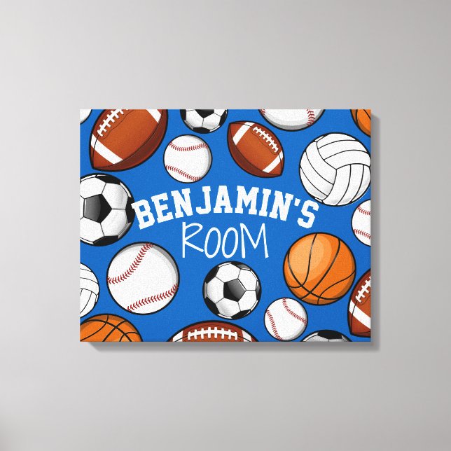 Assorted Sports All STAR Custom Name Bedroom Canvas Print (Front)