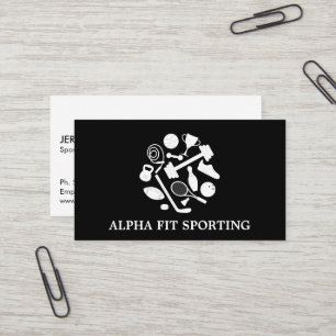 Assorted Sports Equipment Icons Business Card