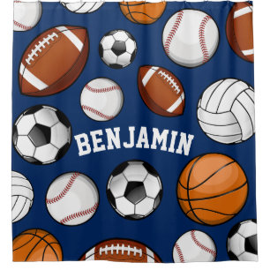 Assorted Sports Personalized Name Navy Blue