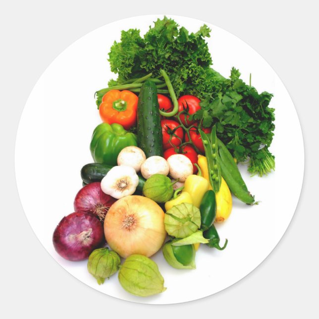 Assorted Vegetables Classic Round Sticker (Front)