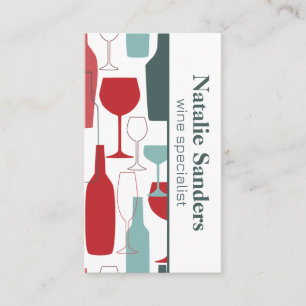 Assorted Wine Bottles and Glassware Pattern Business Card