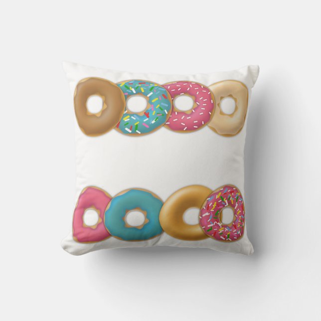 Assorted Yummy Sprinkled Donuts Throw Pillow (Front)