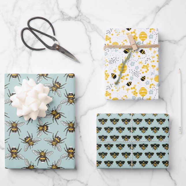 Assortiment d'abeilles Six feuilles de papier d'en (Recto)