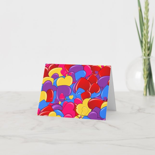 Assortment Candy Coated Valentine Chocolate Hearts Holiday Card (Front)