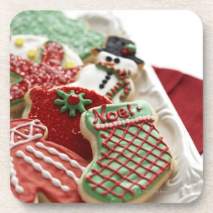 assortment of festive holiday cookies coaster