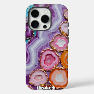 Assortment of Gold-Trimmed Agate Slices iPhone 16 Pro Case