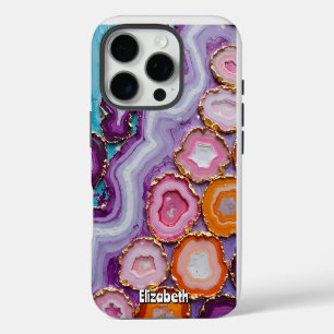 Assortment of Gold-Trimmed Agate Slices iPhone 16 Pro Case
