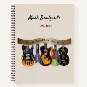 Assortment of Guitars Music Awakens the Soul Notebook