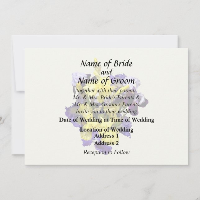 Assortment of Irises Yellow and Purple Invitation (Front)
