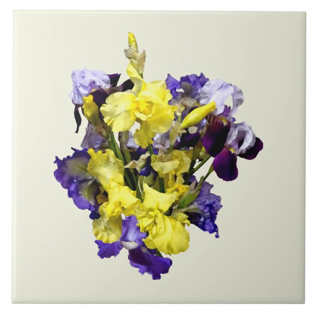 Assortment of Irises Yellow and Purple Tile (Front)