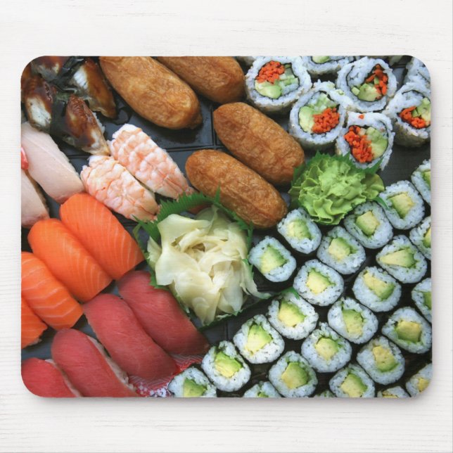 Assortment of Japanese sushi favourites Mouse Pad (Front)
