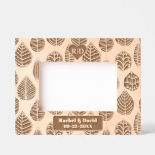 Assortment of leaves with initials wedding etched frames