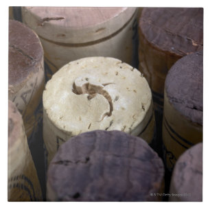 Assortment of used corks, macro. The corks have Tile