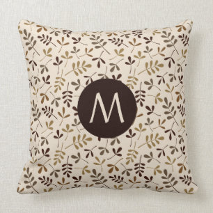 Asstd Leaves Gld Brwns Crm Rpt Ptn (Personalized) Throw Pillow