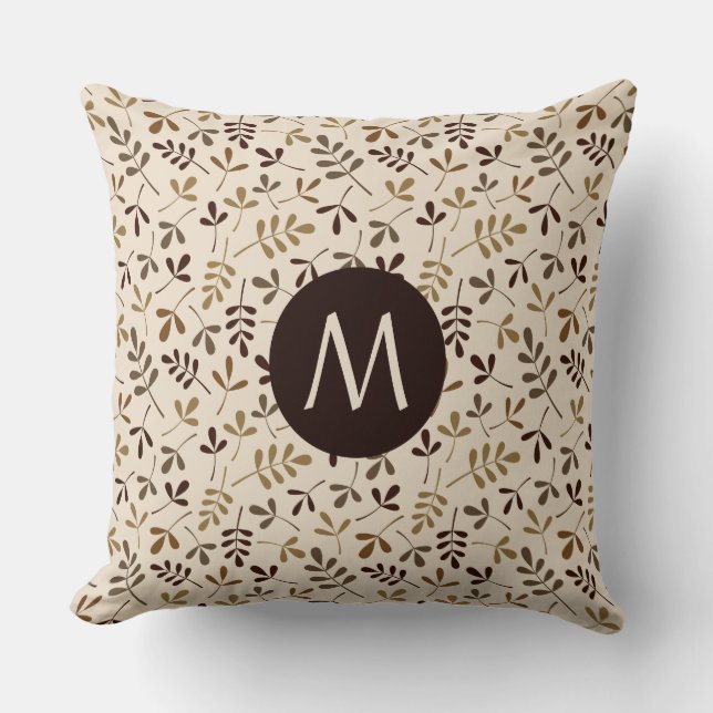 Asstd Leaves Gld Brwns Crm Rpt Ptn (Personalized) Throw Pillow (Front)