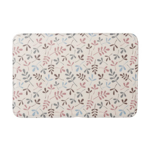 Asstd Leaves Grey Taupe Blue Pink Cream Rpt Ptn Bath Mat