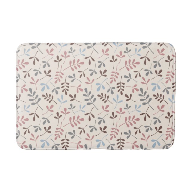 Asstd Leaves Grey Taupe Blue Pink Cream Rpt Ptn Bath Mat (Front)