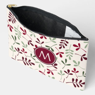 Asstd Leaves Pattern Reds Grns Crm (Personalized) Accessory Pouch