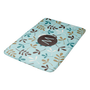 Asstd Leaves Teals Crm Gld Brwn Ptn (Personalized) Bath Mat
