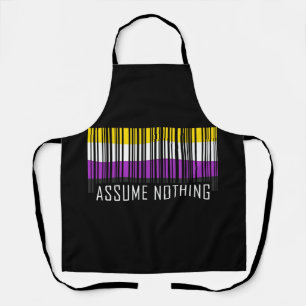 Assume Nothing Nonbinary Flag Barcode Enby Apron