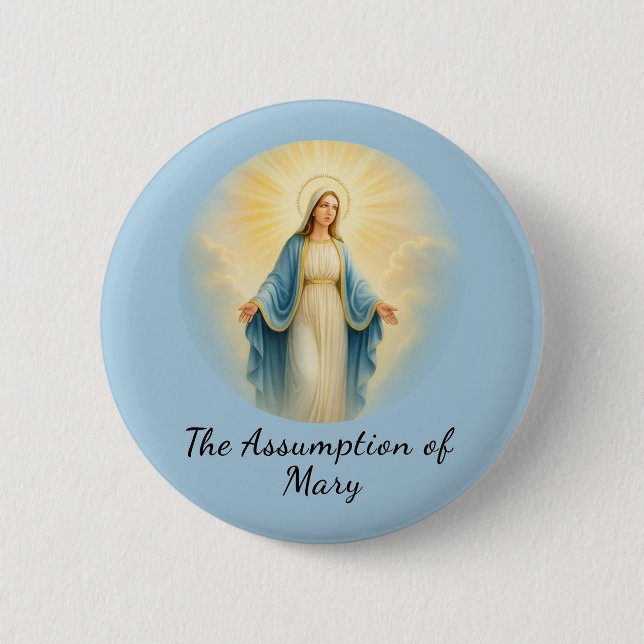 Assumption of Mary Catholic Saint  2 Inch Round Button (Front)