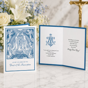 Assumption Virgin Mary Blue Elegant Religious  Card