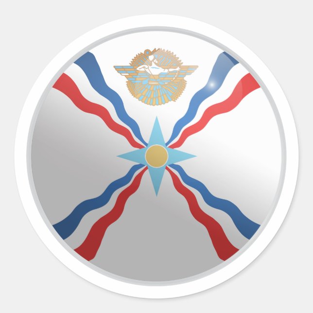 Assyria  Glossy Circle Flag Classic Round Sticker (Front)