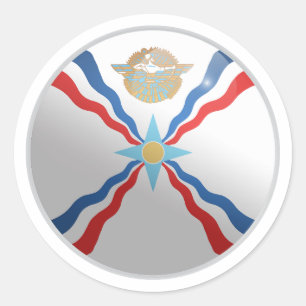 Assyria Glossy Circle Flag Classic Round Sticker