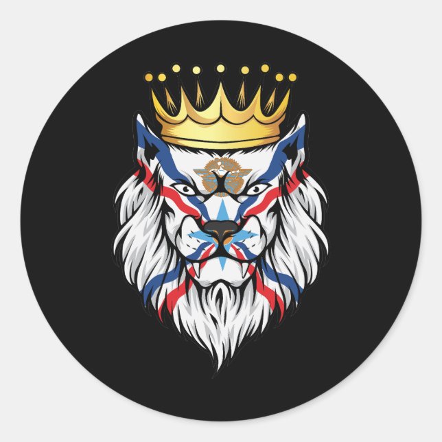 Assyria Lion King Flag  Classic Round Sticker (Front)