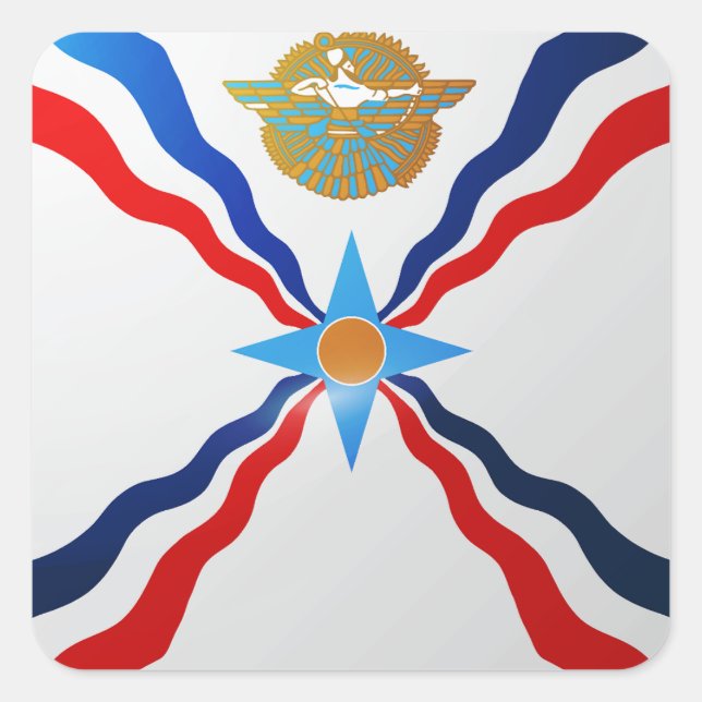 Assyria square glossy flag square sticker (Front)