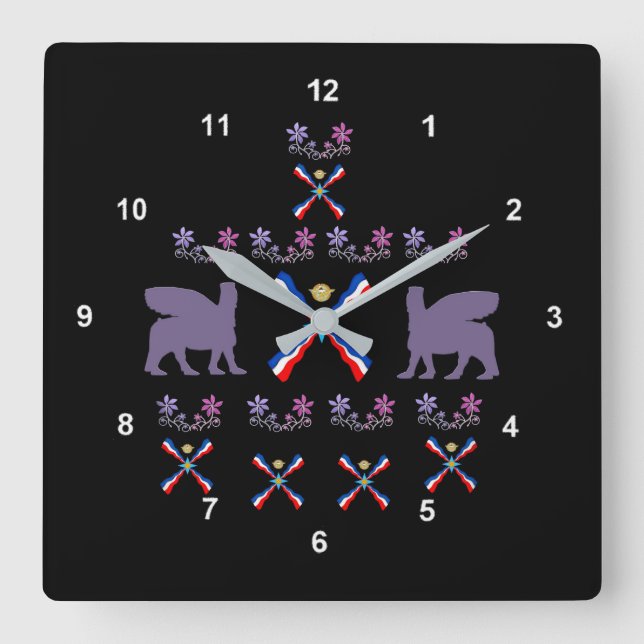 Assyria Square Wall Clock (Front)