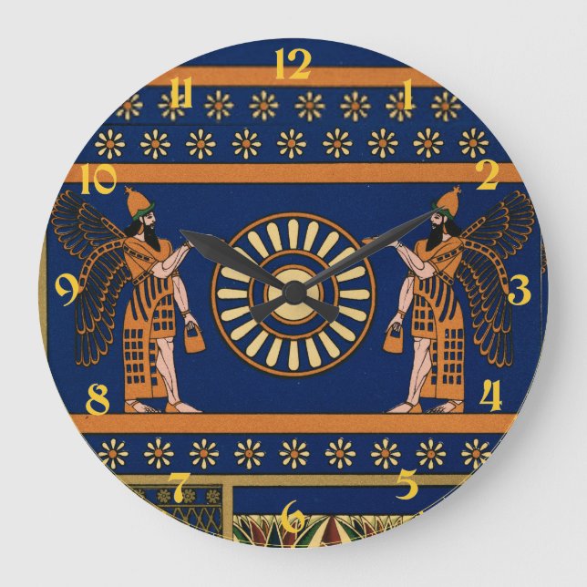 Assyrian Deity Called an Apkallu or Winged Genius Large Clock (Front)