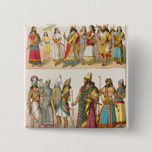 Assyrian Dress, from 'Trachten der Voelker', 1864 2 Inch Square Button