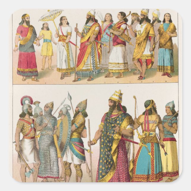 Assyrian Dress, from 'Trachten der Voelker', 1864 Square Sticker (Front)